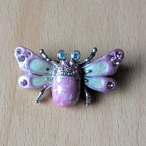 Vintage Pink and Silver Butterfly Pin